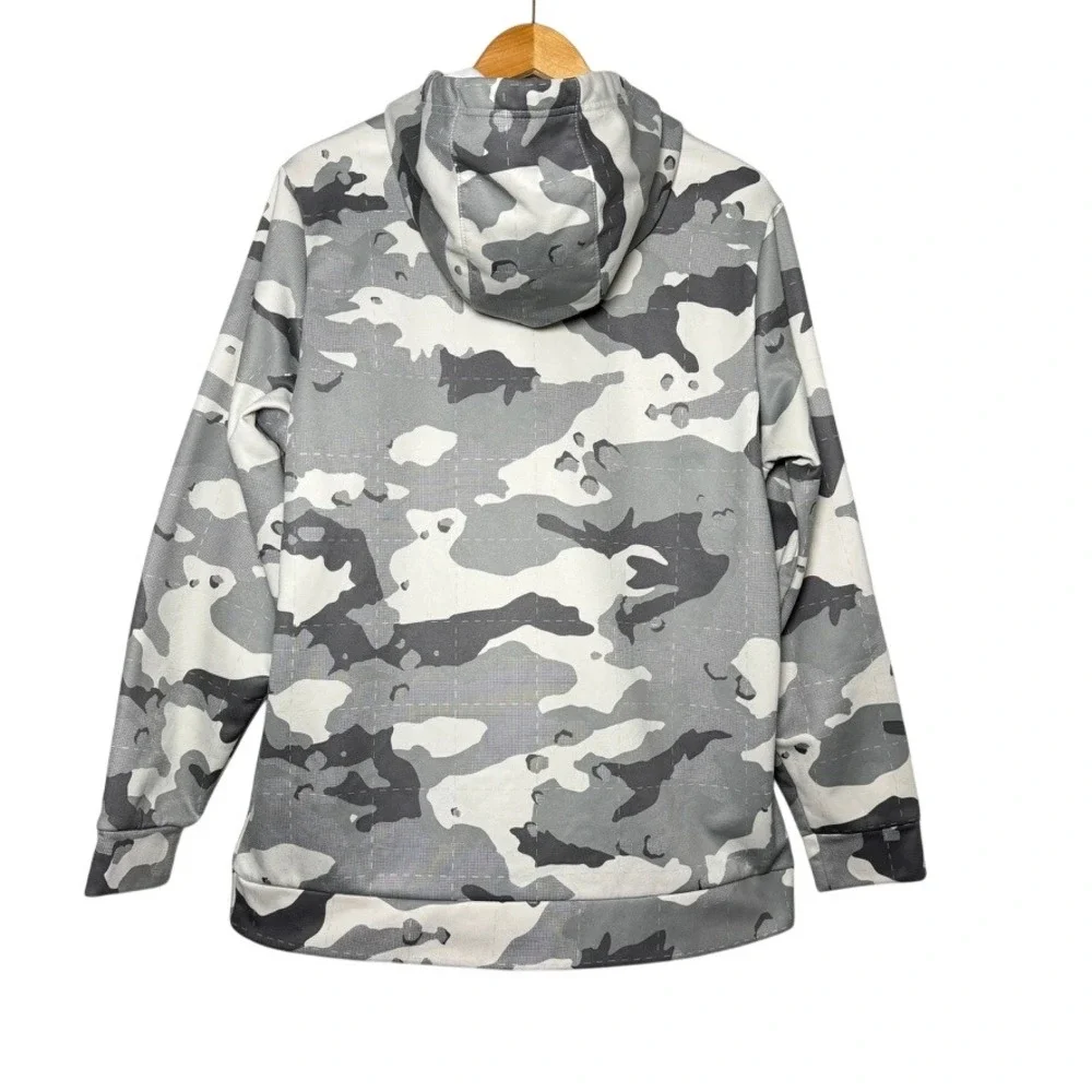 Nike Therma-FIT AOP Camo Hoodie Mens Large Gray White Fleece Pullover DQ4842-073